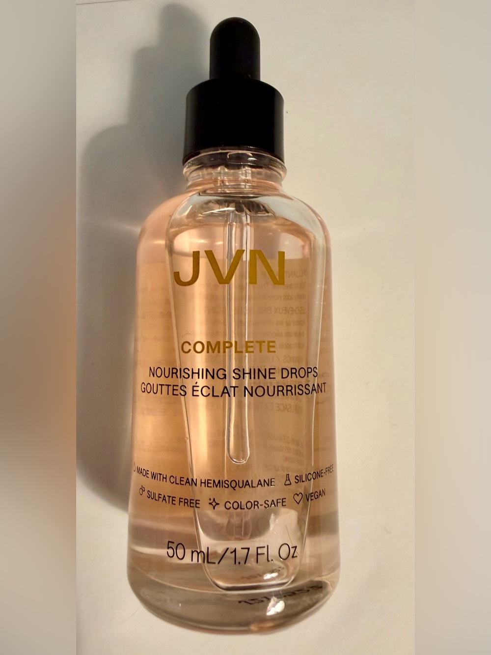 JVN Complete Nourishing Shine Drops - Clear Peach Bottle NWOB
